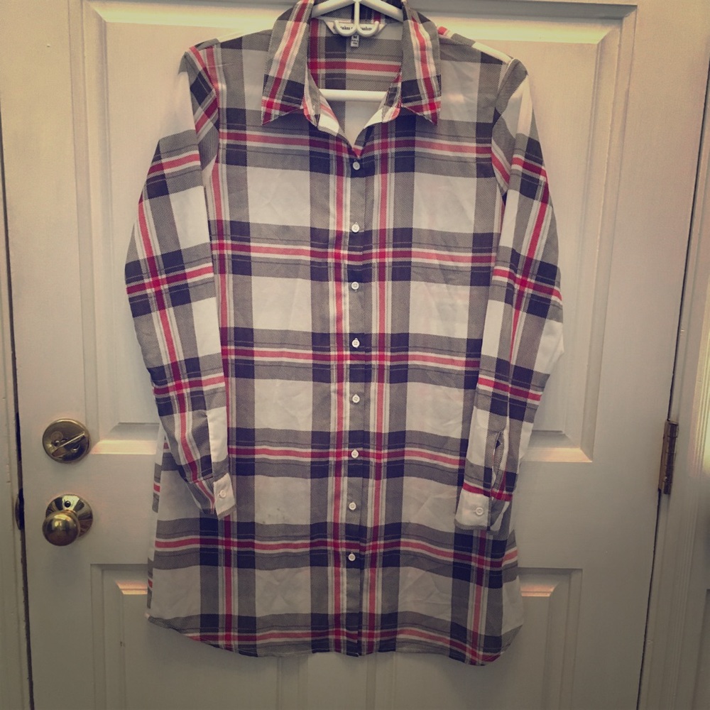 Nordstrom Sheer Plaid Shirt Dress